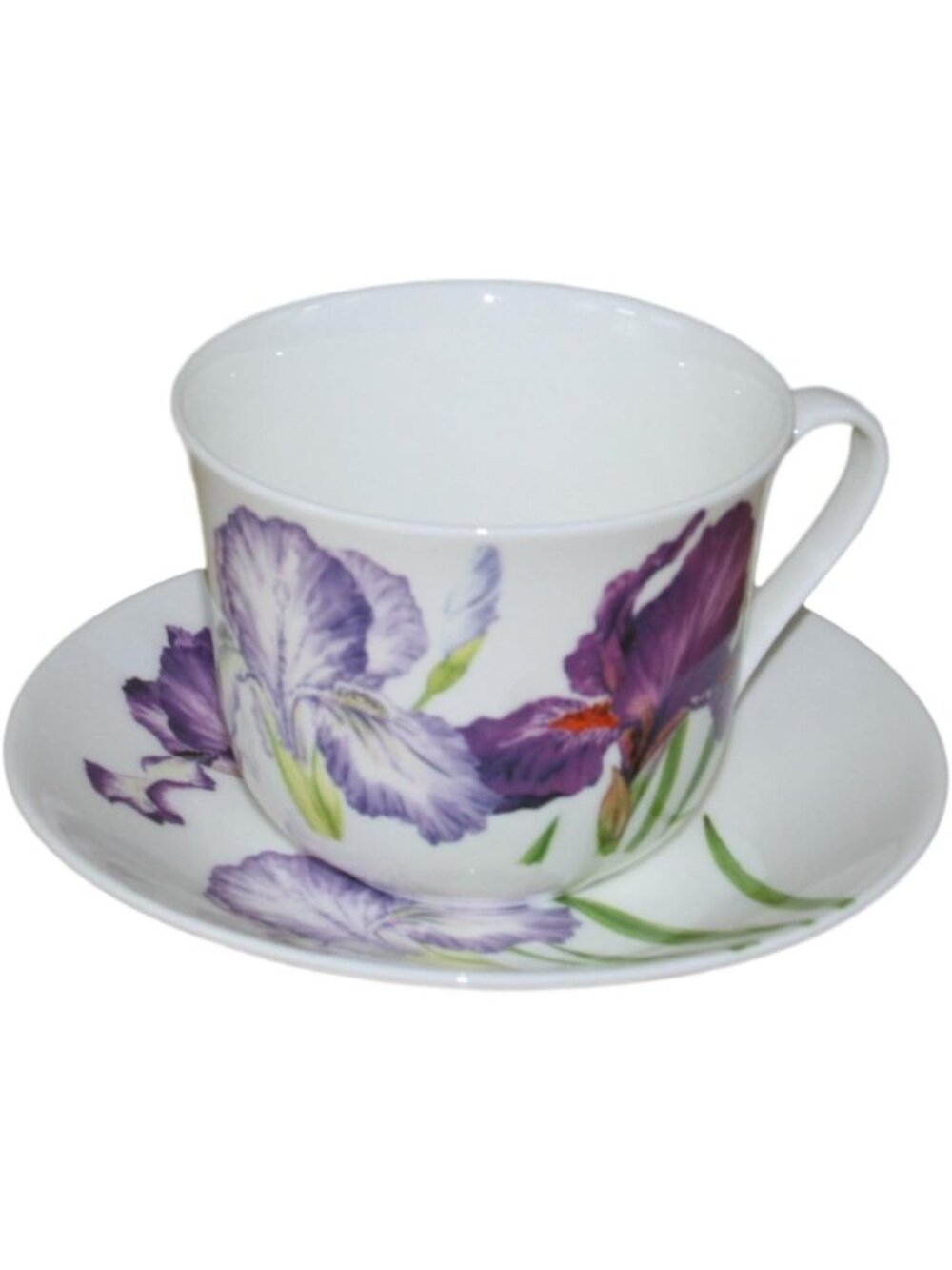 Jumbo Iris Design Breakfast Cup & Saucer Set | Elegant Tea Time Tableware